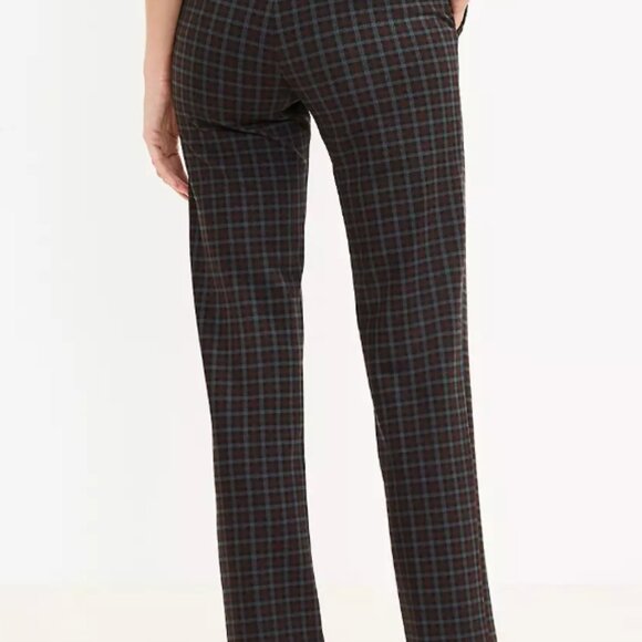 LOFT Pull On Straight Pants in Plaid Ponte in Size L - Picture 3 of 7